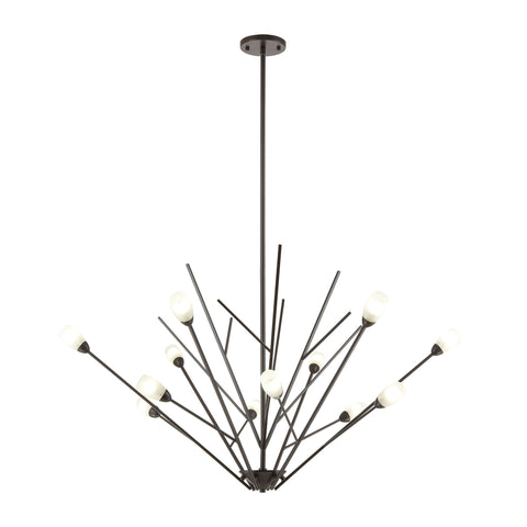 Ocotillo 12-Light Oil Rubbed Bronze with Frosted Glass Light Vintage Chandelier