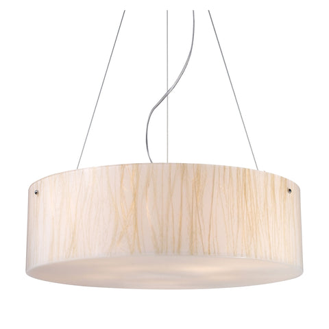 Modern Organics-5-Light White Sawgrass Material Pol Chr Glass Vintage Pendant
