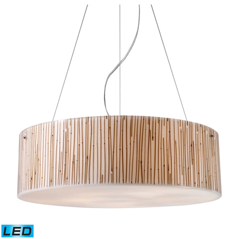 Modern Organics-5-Light Bamboo Stem Polished Chrome LED 800 Lumens Pendant