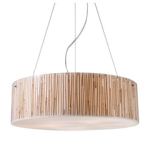 Modern Organics-5-Light Bamboo Stem Material Pol Chr Glass Vintage Pendant