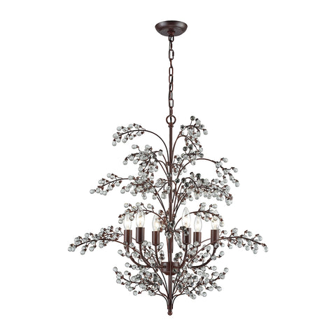 Winterberry 6-Light Antique Darkwood with Clear Glass Balls Light Chandelier