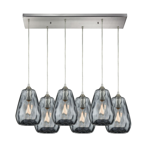 Tulare 6 Satin Nickel Light Glass Vintage Fixture Ceiling Pendant