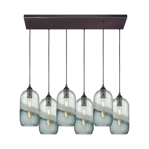 Sutter Creek 6 Oil Rubbed Bronze Light Glass Vintage Fixture Ceiling Pendant