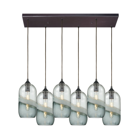 Sutter Creek 6 Oil Rubbed Bronze Light Glass Vintage Fixture Ceiling Pendant