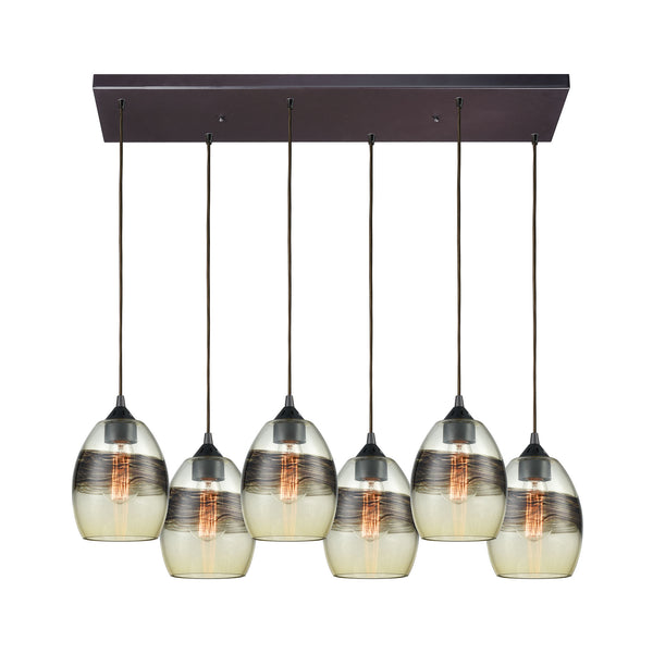 Whisp 6 Oil Rubbed Bronze Light Glass Vintage Fixture Ceiling Pendant