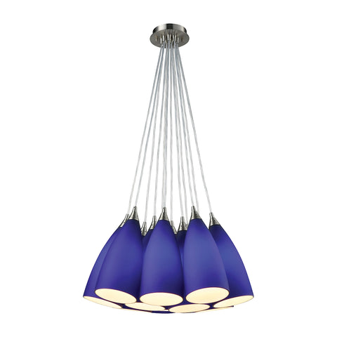 Options 12 Light Satin Nickel Light Glass Vintage Fixture Ceiling Pendant