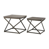 Sterling Moya Metal & Concrete Accent Tables – Set of 2 (Black & Gray)