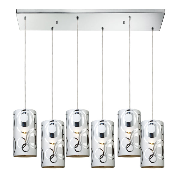 Chromia 6- Light Polished Chrome Glass Vintage Fixture Ceiling Mini Pendant