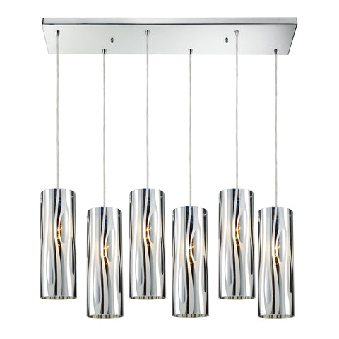 Chromia 6- Light Polished Chrome Glass Vintage Fixture Ceiling Mini Pendant