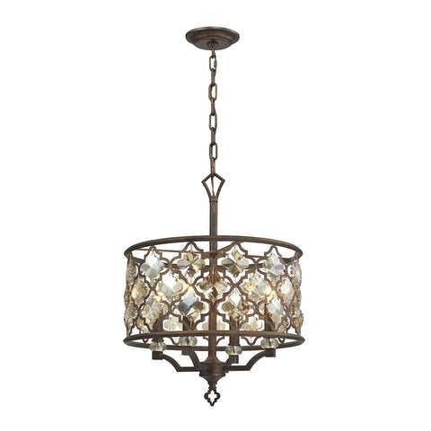 Armand 4 Light Glass Weathered Bronze Vintage Fixture Ceiling Pendant