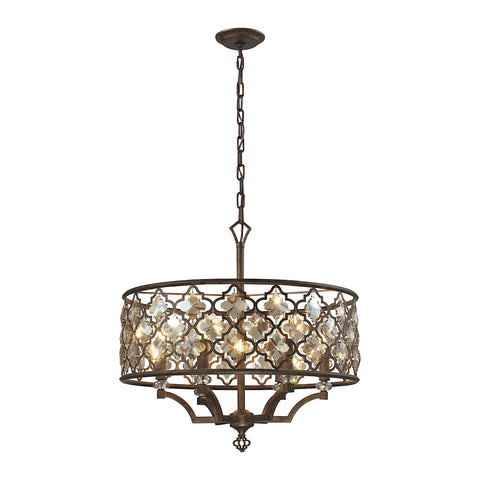 Armand 6 Light Glass Weathered Bronze Vintage Fixture Ceiling Pendant