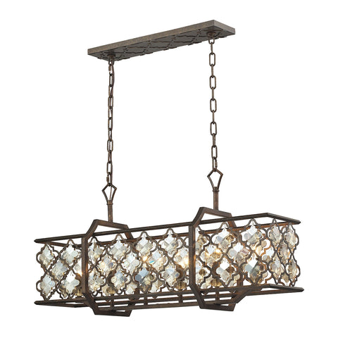 Armand 6 Light Glass Weathered Bronze Vintage Fixture Ceiling Island Light