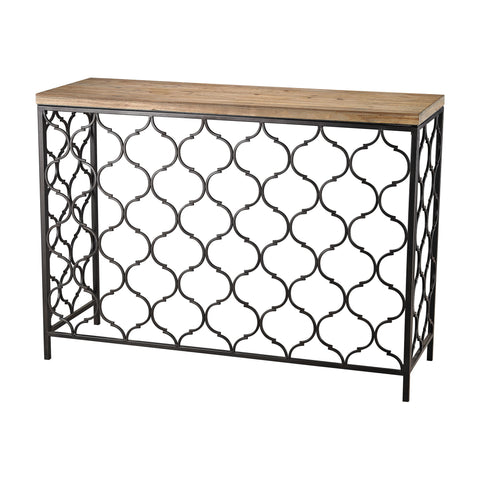 Sterling Agra Metal & Wood Console Table (Black & Natural Oak)
