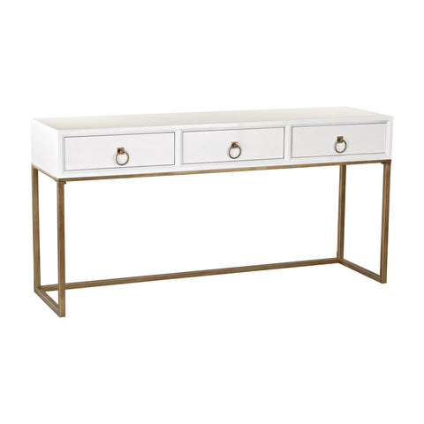 Sterling Wood & Metal Console Table (White & Gold)