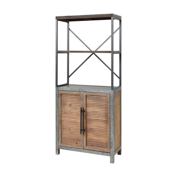 Badlands Drifted Oak Aged Iron 2-Door Wood Storage Bookcase Shelf Bookshelf