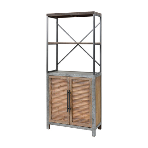 Badlands Drifted Oak Aged Iron 2-Door Wood Storage Bookcase Shelf Bookshelf