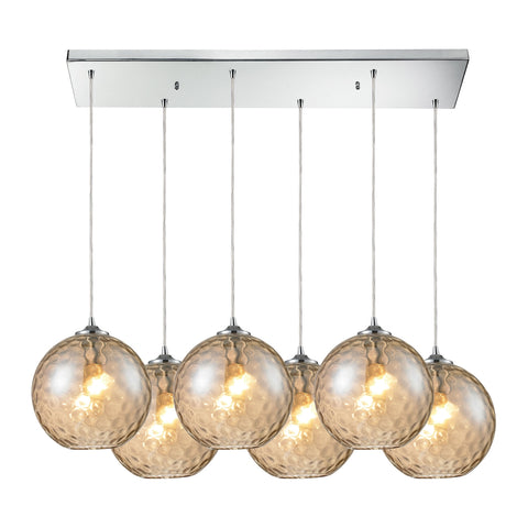 Watersphere 6-Light Polished Chrome Light Glass Vintage Fixture Ceiling Pendant