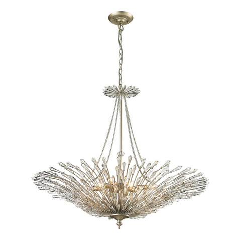 Viva Collection 8 light Aged Silver Light Glass Vintage Fixture Ceiling Pendant