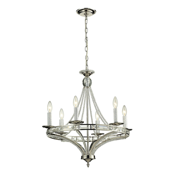 Aubree 6-Light Polished Nickel Light Vintage Fixture Ceiling Chandelier