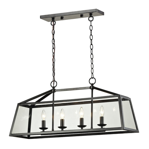 Alanna Collection 4 light Oil Rubbed Bronze Glass Vintage Fixture Mini Pendant