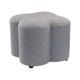 Sterling Gray Linen Quatrefoil Wood Stool (Gray)