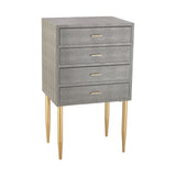 Sterling Elm Point 3-Drawer Wood & Metal Chest (Gold & Gray)
