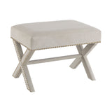 Sterling Lenox Hill Cross Leg Linen & Wood Bench (Gray)