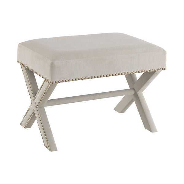 Sterling Lenox Hill Cross Leg Linen & Wood Bench (Gray)