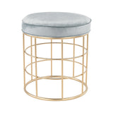 Sterling Beverly Glen Metal Accent Stool (Gold & Blue)