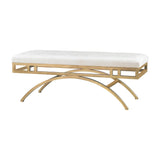 Sterling Miracle Mile Linen & Metal Double Bench (Gold & White)