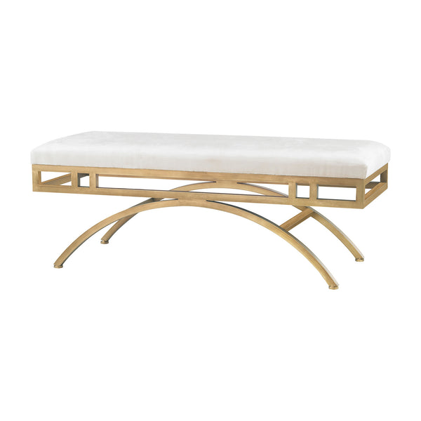 Sterling Miracle Mile Linen & Metal Double Bench (Gold & White)
