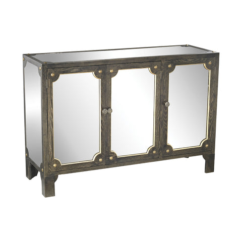 Sterling Jules Mirror & Wood Cabinet (Gray, Gold & Mirror)