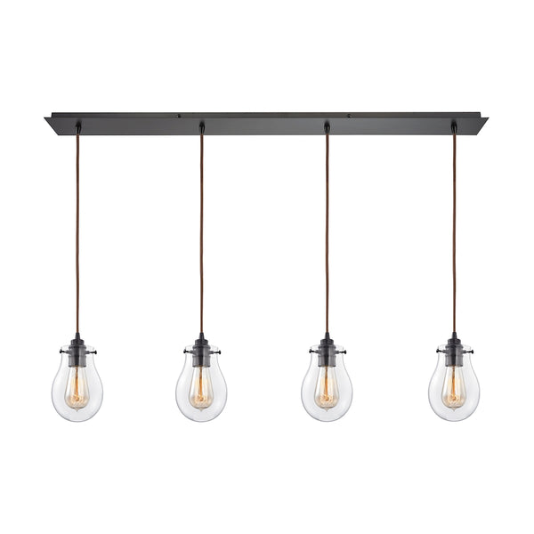 Jaelyn 4 Light Oil Rubbed Bronze Light Glass Vintage Fixture Ceiling Pendant
