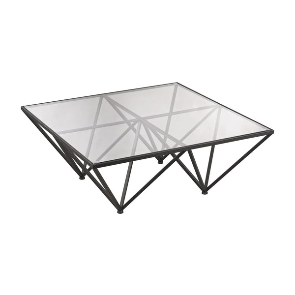 Dimond Home Geometric Metal & Glass Coffee Table (Black & Clear Top)