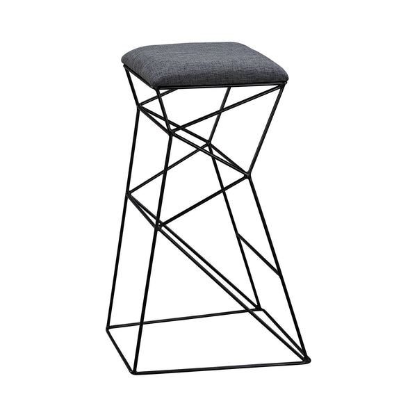 Sterling Kaspar Metal & Linen Stool (Black & Gray)