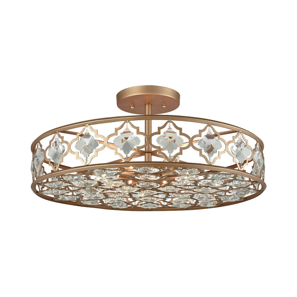 Armand 8 Light Matte Gold with Clear Crystal Light Vintage Semi Flush Mount
