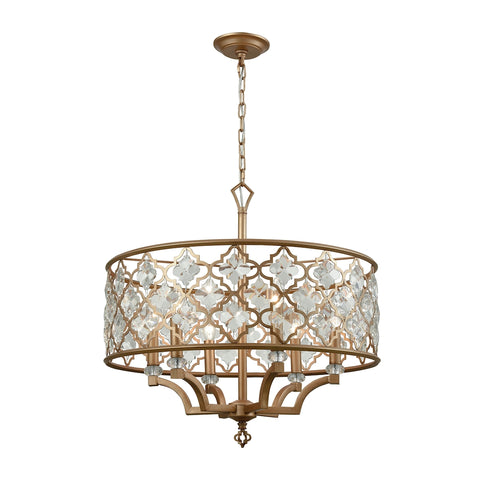 Armand 6-Light Matte Gold with Clear Crystal Light Vintage Fixture Chandelier