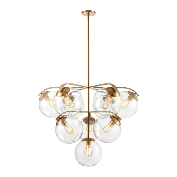 Collective 10-Light Satin Brass with Clear Glass Light Vintage Chandelier