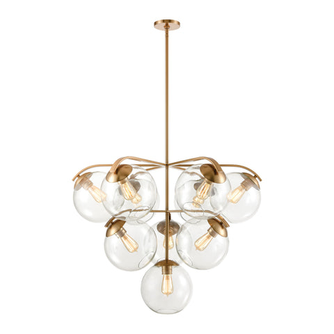 Collective 10-Light Satin Brass with Clear Glass Light Vintage Chandelier
