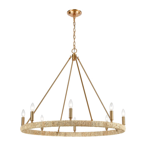 Abaca 8-Light Satin Brass Light Vintage Fixture Ceiling Chandelier