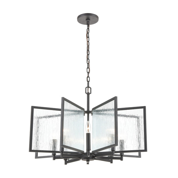 Inversion 8-Light Charcoal with Textured Clear Glass Vintage Pendant