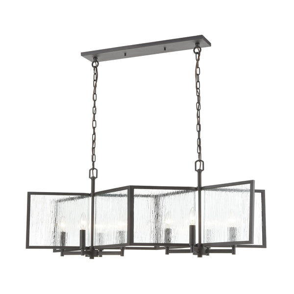 Inversion 8-Light Charcoal with Textured Clear Glass Vintage Island Light