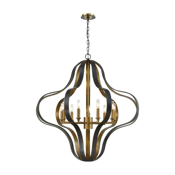 Janis 9-Light Aged Bronze and Aged Brass Light Vintage Fixture Chandelier