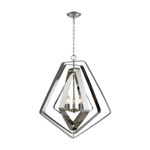 Anguluxe 5 Polished Chrome Light Glass Vintage Fixture Ceiling Pendant