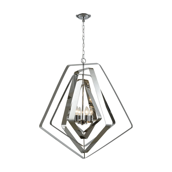 Anguluxe 6 Polished Chrome Light Glass Vintage Fixture Ceiling Pendant