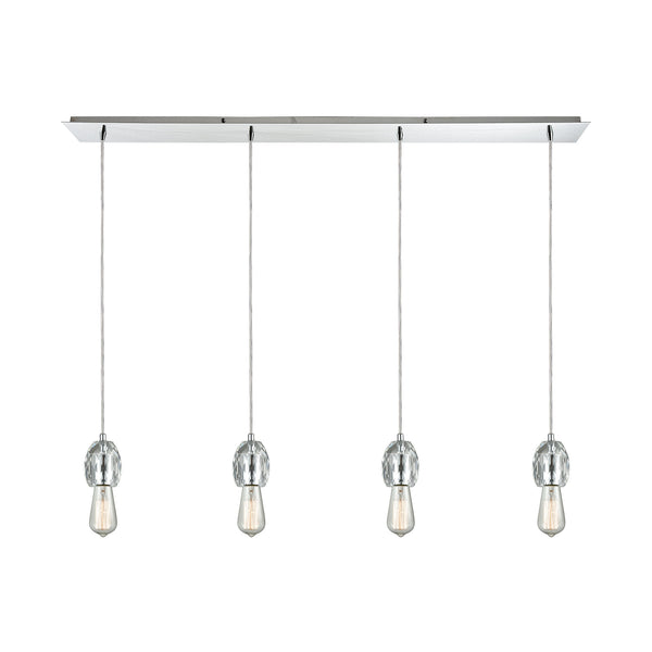 Socketholder 4 Polished Chrome Light Glass Vintage Fixture Ceiling Pendant