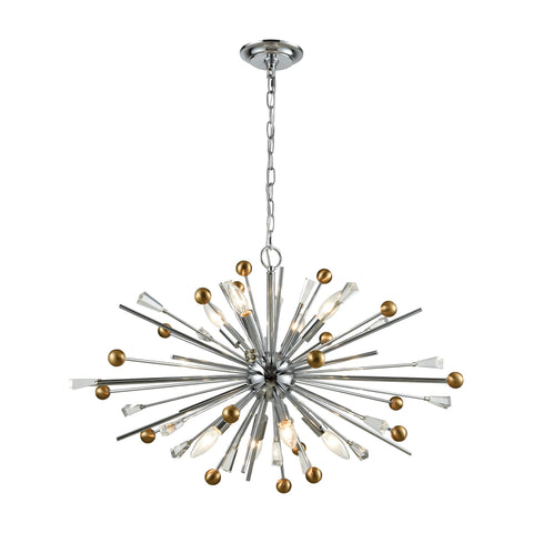 Williston 8 Polished Chrome/Satin Brass Glass Vintage Fixture Ceiling Pendant