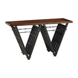 Sterling Industrial Era Iron & Wood Console Table (Black & Walnut)
