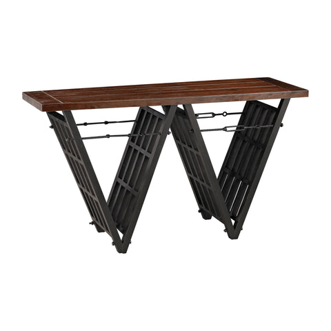 Sterling Industrial Era Iron & Wood Console Table (Black & Walnut)