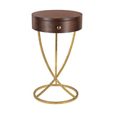 Sterling Balart Wood & Metal Accent Table (Walnut & Gold)